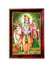 Lord Krishna And Radha Photo Frame For Wall & Table | 7x9 Inch Golden Cherry Finish | Decorative Lord Krishna And Radha Photo Frame For Home, Office & Pooja Room (F11790)