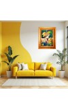 Divine Radha Krishna Golden Designer Photo Frame | 10x14 Inch Religious Wall Hanging Frame For Home & Office Decoration | Hindu Deity Divine Radha Krishna Spiritual Gift Item
