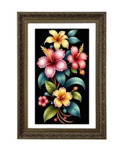 Floral Painting Print Big Photo Frame - 20x28 Inches For Home,Temple & Office Decoration (F11000)
