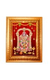 Tirupati Balaji Golden Designer Photo Frame | 10x14 Inch Religious Wall Hanging Frame For Home & Office Decoration | Hindu Deity Tirupati Balaji Spiritual Gift Item