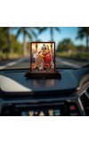 Car Desk/Table Top Lord Shiva And Parvathi Wooden Photo Stand 3x4 Inches, Compact & Stylish Spiritual Display For Car, Home & Office (Pack Of 1) (F14326)
