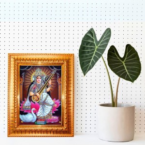 Goddess Saraswati Golden Designer Photo Frame | 18x22 Inch Religious Wall Hanging Frame For Home & Office Decoration | Hindu Deity Spiritual Gift Item Goddess Saraswati Golden Designer Photo Frame | 18x22 Inch Religious Wall Hanging Frame For Home & Office Decoration | Hindu Deity Spiritual Gift Item