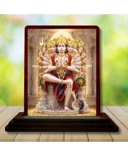 Car Desk/Table Top Lord Hanuman Wooden Photo Stand 3x4 Inches, Compact & Stylish Spiritual Display For Car, Home & Office (Pack Of 1) (F14517)