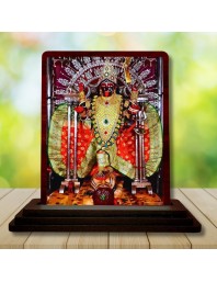 Car Desk/Table Top Maa Kali Wooden Photo Stand 3x4 Inches, Compact & Stylish Spiritual Display For Car, Home & Office (Pack Of 1) (F15094)