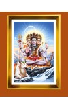 Lord Shiva Golden Photo Frame - 16x20 Inches | Elegant Wooden Frame For Home, Office & Temple Decoration | Spiritual Wall & Table Decor And Gift Item (F9772)