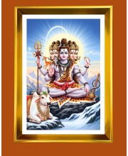 Lord Shiva Golden Photo Frame - 14x18 Inches | Elegant Wooden Frame For Home, Office & Temple Decoration | Spiritual Wall & Table Decor And Gift Item (F9772)