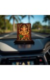 Car Desk/Table Top Lord Ganapathi Wooden Photo Stand 3x4 Inches, Compact & Stylish Spiritual Display For Car, Home & Office (Pack Of 1) (F14241)
