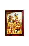 Krishna Arjun Kurukshethra Photo Frame For Wall & Table | 7x9 Inch Golden Cherry Finish | Decorative Krishna Arjun Kurukshethra Photo Frame For Home, Office & Pooja Room (F11566)