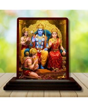 Car Desk/Table Top Lord Rama Sita Wooden Photo Stand 3x4 Inches, Compact & Stylish Spiritual Display For Car, Home & Office (Pack Of 1) (F14445)