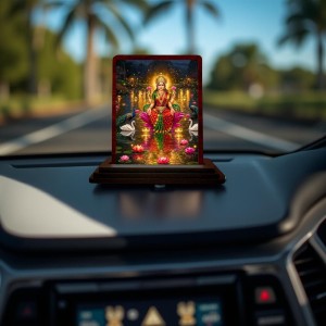 Car Desk/Table Top Goddess Lakshmi Wooden Photo Stand 3x4 Inches, Compact & Stylish Spiritual Display For Car, Home & Office (Pack Of 1) (F14377) Car Desk/Table Top Goddess Lakshmi Wooden Photo Stand 3x4 Inches, Compact & Stylish Spiritual Display For Car, Home & Office (Pack Of 1) (F14377)