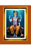 Lord Vishnu Golden Photo Frame - 16x20 Inches | Elegant Wooden Frame For Home, Office & Temple Decoration | Spiritual Wall & Table Decor And Gift Item (F9780)