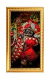 Divine Krishna Digital Golden Color Photo Frame | Hindu Religious Wall Decor | 8x15 Inches - Inspirational Wall Art For Office, Home Decor - Ideal Spiritual Gift (F10257)