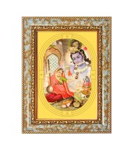 Divine Krishna Spiritual Guru Digital Photo In Designer Frame, Size 10x16 Inch | Hindu Religious Picture For Home Temple, Office & Gift | Wall Art & Pooja Decor (F10406)