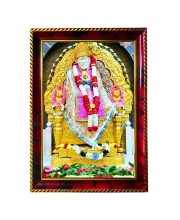 Sai Baba Photo Frame For Wall & Table | 7x9 Inch Golden Cherry Finish | Decorative Sai Baba Photo Frame For Home, Office & Pooja Room (F11713)