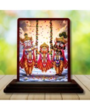 Car Desk/Table Top Lord Jagannath Wooden Photo Stand 3x4 Inches, Compact & Stylish Spiritual Display For Car, Home & Office (Pack Of 1) (F14499)
