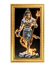 Lord Shiva Digital Golden Color Photo Frame | Hindu Religious Wall Decor | 10x17 Inches - Inspirational Wall Art For Office, Home Decor - Ideal Spiritual Gift (F10368)