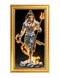 Lord Shiva Digital Golden Color Photo Frame | Hindu Religious Wall Decor | 12x19 Inches - Inspirational Wall Art For Office, Home Decor - Ideal Spiritual Gift (F10368)