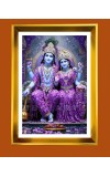 Divine Krishna And Radha Golden Photo Frame - 10x14 Inches | Elegant Wooden Frame For Home, Office & Temple Decoration | Spiritual Wall & Table Decor and Gift Item