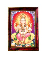 Lord Ganapathi Photo Frame For Wall & Table | 7x9 Inch Golden Cherry Finish | Decorative Lord Ganapathi Photo Frame For Home, Office & Pooja Room (F11822)