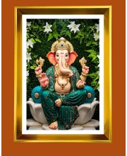 Golden Photo Frame - 10x14 Inches | Elegant Wooden Frame For Home, Office & Temple Decoration | Spiritual Wall & Table Decor and Gift Item
