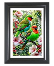 Parrot Lovebirds Photo Wall & Table Frame | 10x14 Inch Black Designer | Perfect For Gifting & Home Decor (F9570)