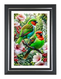 Parrot Lovebirds Photo Wall & Table Frame | 16x20 Inch Black Designer | Perfect For Gifting & Home Decor (F9570)