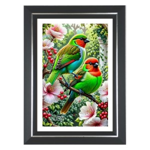 Parrot Lovebirds Photo Wall & Table Frame | 10x14 Inch Black Designer | Perfect For Gifting & Home Decor (F9570)