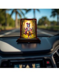 Car Desk/Table Top Lord Krishna Wooden Photo Stand 3x4 Inches, Compact & Stylish Spiritual Display For Car, Home & Office (Pack Of 1) (F14298)