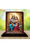 Car Desk/Table Top Radha Krishna Wooden Photo Stand 3x4 Inches, Compact & Stylish Spiritual Display For Car, Home & Office (Pack Of 1) (F14363)
