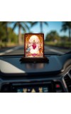 Car Desk/Table Top Lord Ganesha Lakshmi And Saraswathi Wooden Photo Stand 3x4 Inches, Compact & Stylish Spiritual Display For Car, Home & Office (Pack Of 1) (F14393)