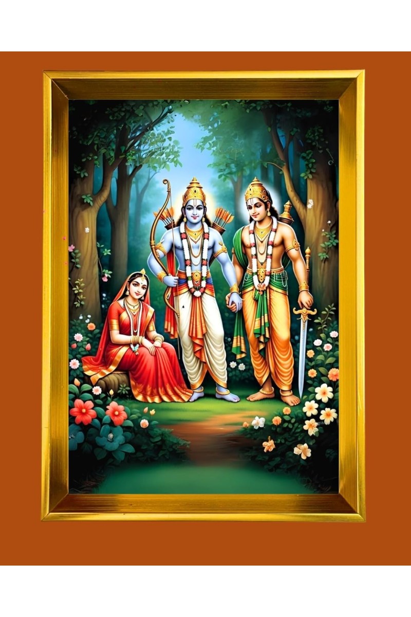 Golden Photo Frame - 10x14 Inches | Elegant Wooden Frame For Home, Office & Temple Decoration | Spiritual Wall & Table Decor and Gift Item