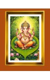 Lord Ganesha Golden Photo Frame - 10x14 Inches | Elegant Wooden Frame For Home, Office & Temple Decoration | Spiritual Wall & Table Decor and Gift Item
