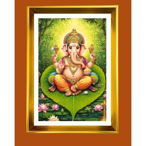 Lord Ganesha Golden Photo Frame - 10x14 Inches | Elegant Wooden Frame For Home, Office & Temple Decoration | Spiritual Wall & Table Decor and Gift Item Lord Ganesha Golden Photo Frame - 10x14 Inches | Elegant Wooden Frame For Home, Office & Temple Decoration | Spiritual Wall & Table Decor and Gift Item