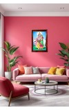 Radha Krishna Photo Frame For Wall & Table | 7x9 Inch Golden Cherry Finish | Decorative Radha Krishna Photo Frame For Home, Office & Pooja Room (F11646)
