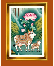Golden Photo Frame - 10x14 Inches | Elegant Wooden Frame For Home, Office & Temple Decoration | Spiritual Wall & Table Decor and Gift Item