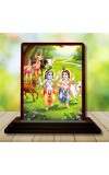 Car Desk/Table Top Lord Krishna Wooden Photo Stand 3x4 Inches, Compact & Stylish Spiritual Display For Car, Home & Office (Pack Of 1) (F14547)