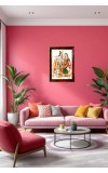 Radha Krishna Photo Frame For Wall & Table | 7x9 Inch Golden Cherry Finish | Decorative Radha Krishna Photo Frame For Home, Office & Pooja Room (F11393)