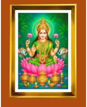 Mata Lakhsmi Golden Photo Frame - 16x20 Inches | Elegant Wooden Frame For Home, Office & Temple Decoration | Spiritual Wall & Table Decor And Gift Item (F9756)