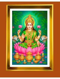 Mata Lakhsmi Golden Photo Frame - 10x14 Inches | Elegant Wooden Frame For Home, Office & Temple Decoration | Spiritual Wall & Table Decor And Gift Item (F9756)