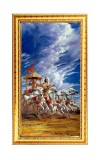 Mahabharat Digital Golden Color Photo Frame | Hindu Religious Wall Decor | 10x17 Inches - Inspirational Wall Art For Office, Home Decor - Ideal Spiritual Gift (F10295)