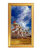 Mahabharat Digital Golden Color Photo Frame | Hindu Religious Wall Decor | 10x17 Inches - Inspirational Wall Art For Office, Home Decor - Ideal Spiritual Gift (F10295)