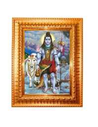 Lord Vishwakarma Golden Designer Photo Frame | 12x16 Inch Religious Wall Hanging Frame For Home, Office Decoration and Spiritual Gift Item (M6)