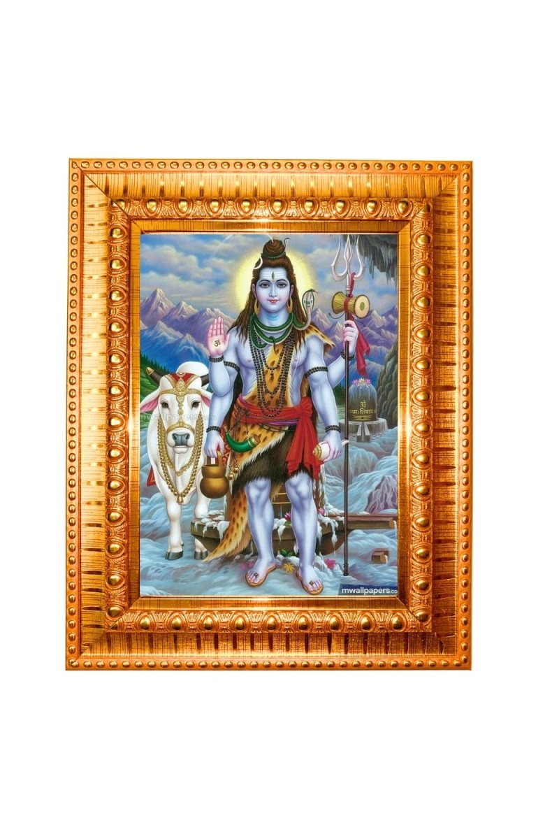 Lord Vishwakarma Golden Designer Photo Frame | 16x20 Inch Religious Wall Hanging Frame For Home, Office Decoration and Spiritual Gift Item (M2)