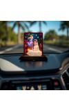 Car Desk/Table Top Radha Krishna Wooden Photo Stand 3x4 Inches, Compact & Stylish Spiritual Display For Car, Home & Office (Pack Of 1) (F14389)