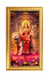Devi Durga Digital Golden Color Photo Frame | Hindu Religious Wall Decor | 8x15 Inches - Inspirational Wall Art For Office, Home Decor - Ideal Spiritual Gift (F10196)