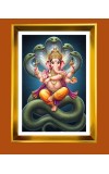 Lord Ganesha Golden Photo Frame - 10x14 Inches | Elegant Wooden Frame For Home, Office & Temple Decoration | Spiritual Wall & Table Decor and Gift Item