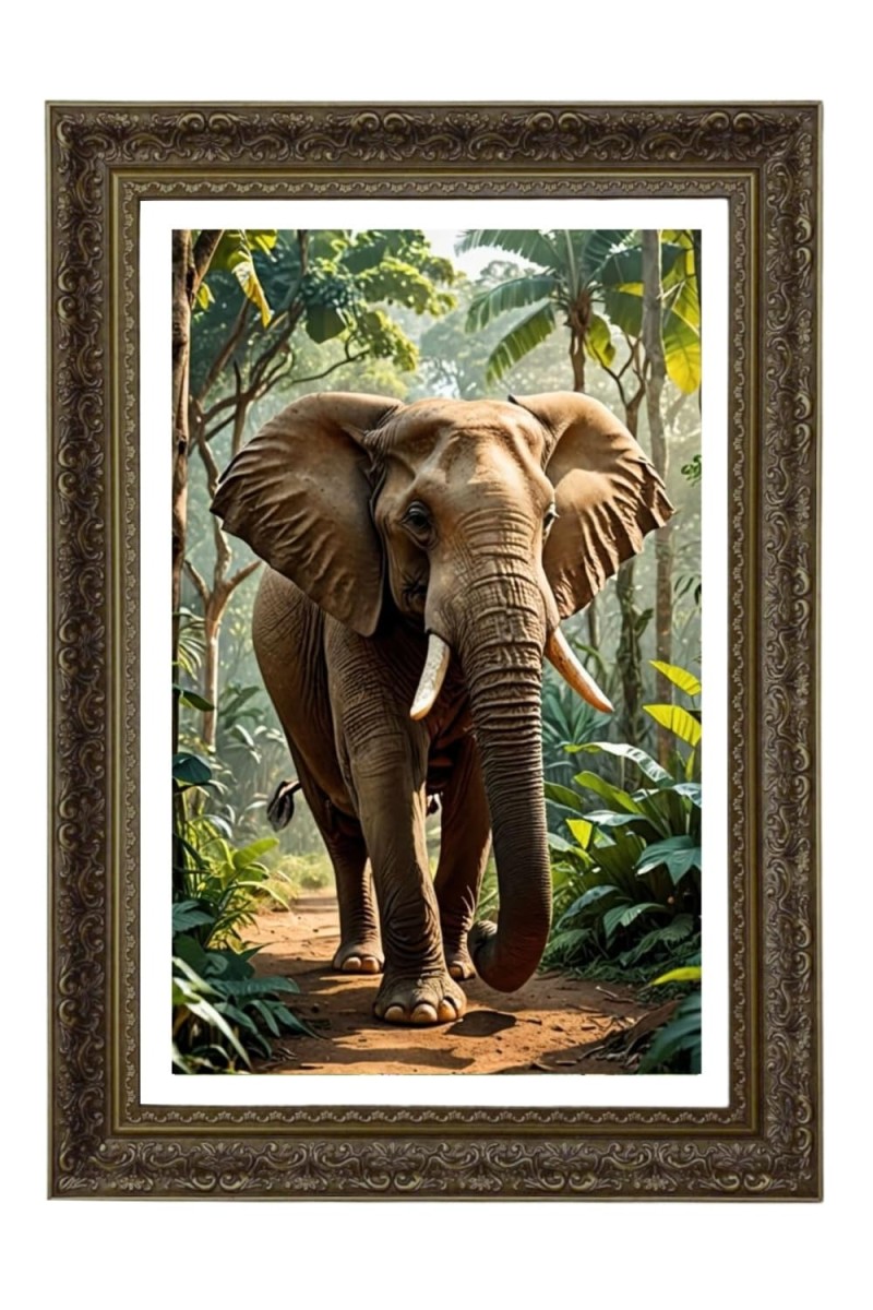 Elephant Big Photo Frame - 20x28 Inches For Home,Temple & Office Decoration (F11043)