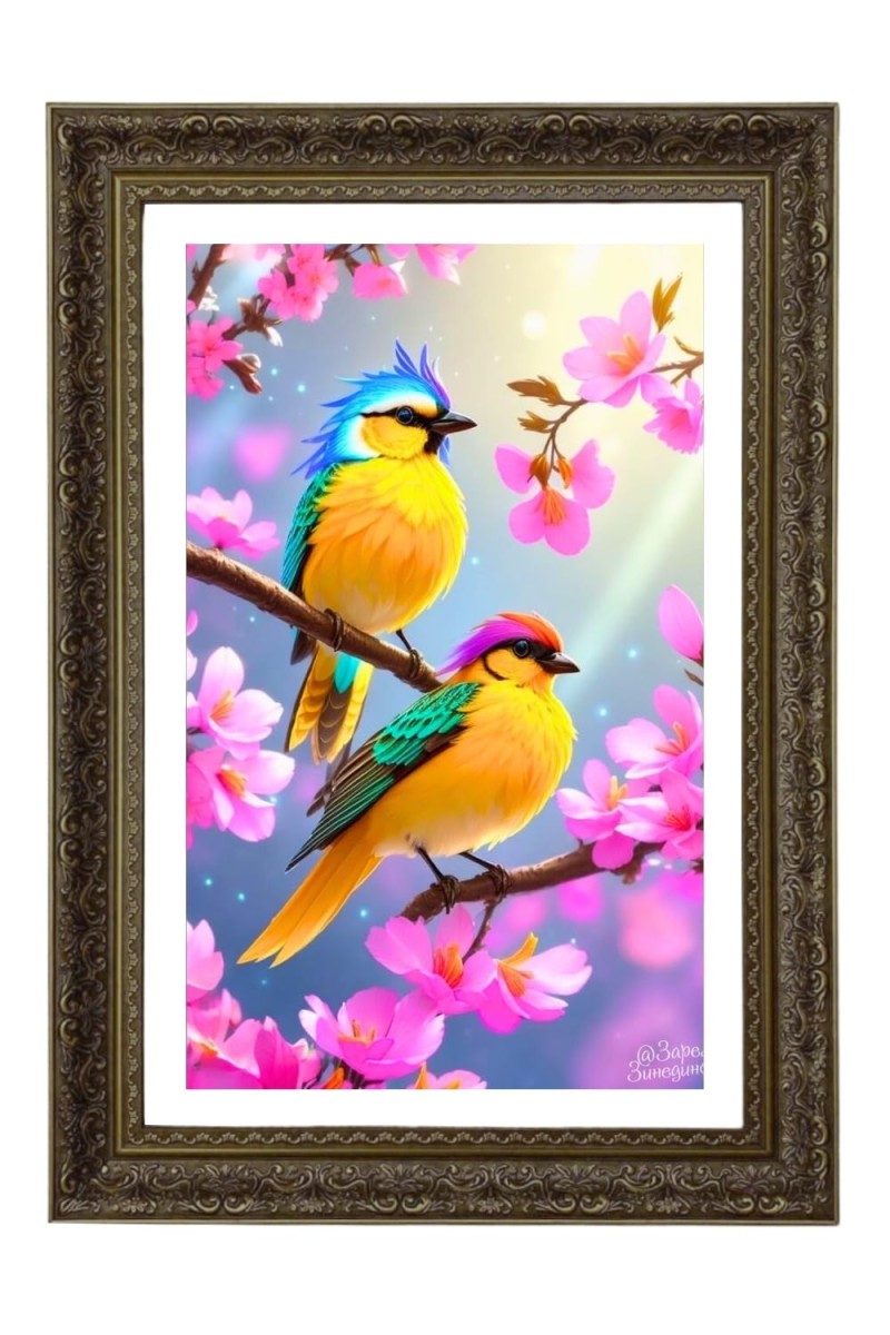 Blue-and-Yellow Macaws Big Photo Frame - 20x28 Inches For Home,Temple & Office Decoration (F10683)