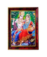 Radha Krishna Photo Frame For Wall & Table | 7x9 Inch Golden Cherry Finish | Decorative Radha Krishna Photo Frame For Home, Office & Pooja Room (F11832)