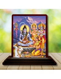 Car Desk/Table Top Lord Shankar Wooden Photo Stand 3x4 Inches, Compact & Stylish Spiritual Display For Car, Home & Office (Pack Of 1) (F15145)